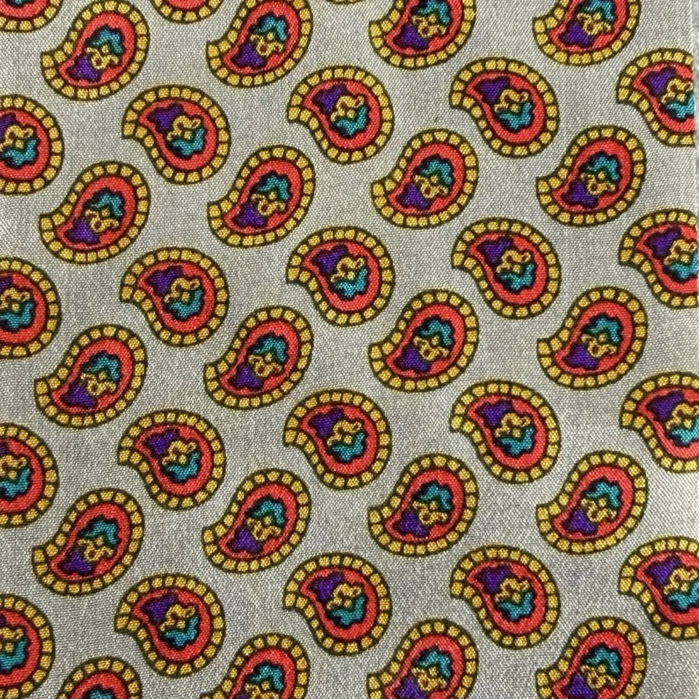 Vintage Baar & Bear Silk Neck Scarf Ascot Paisley Made Japan 58x3 Flat End